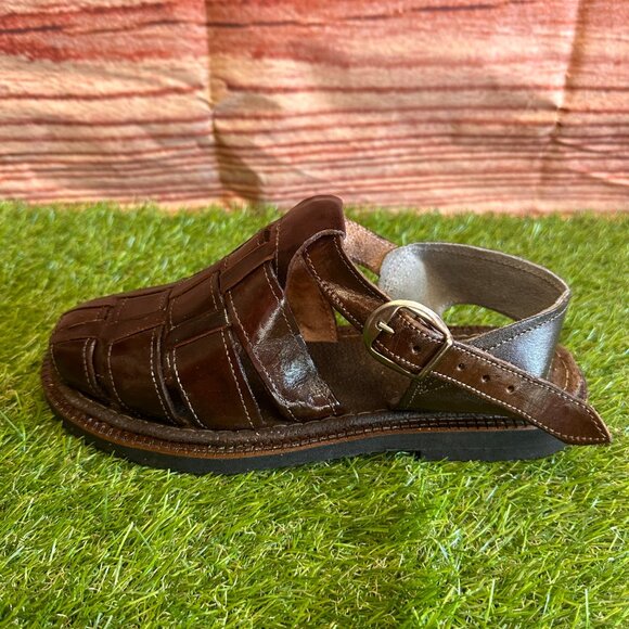 Men's Mexican Comfortable Huaraches Genuine Brown Leather Handmade in Mexico - Picture 4 of 6